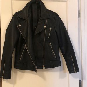 Topshop faux leather jacket w/belt.